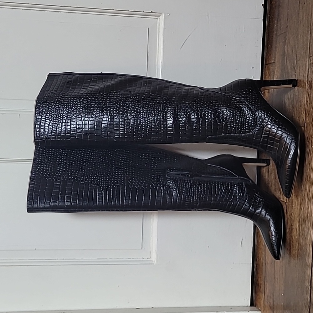 Nine West Crocodile Embossed Boots